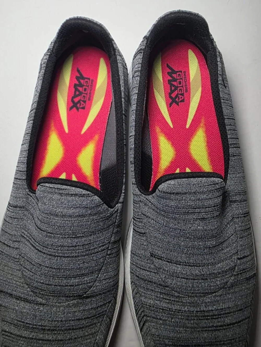 Skechers Goga Max Womens Gray Casual Slipon Shoes Size 7.5